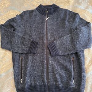 Bugatti Dark Navy/Gray Zip-Up Sweater - XL